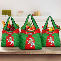 Iran National Pride Grocery Bag with Bold Lion Crest and Country Silhouette