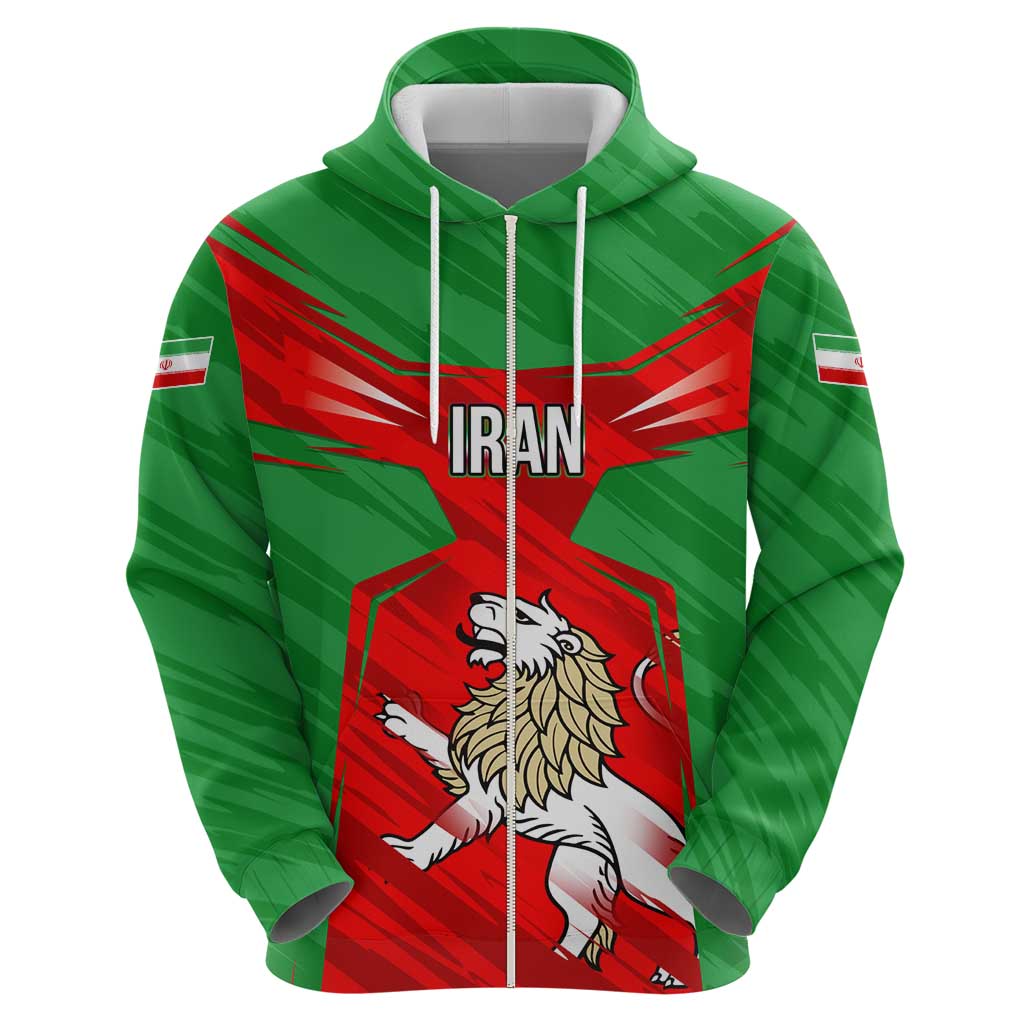 Iran National Pride Hoodie with Bold Lion Crest and Country Silhouette