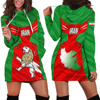 Iran National Pride Hoodie Dress with Bold Lion Crest and Country Silhouette