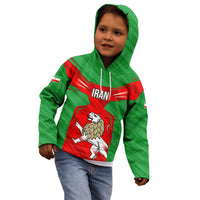 Iran National Pride Kid Hoodie with Bold Lion Crest and Country Silhouette