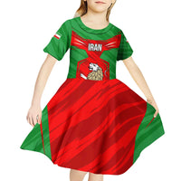 Iran National Pride Kid Short Sleeve Dress with Bold Lion Crest and Country Silhouette