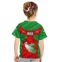 Iran National Pride Kid T Shirt with Bold Lion Crest and Country Silhouette