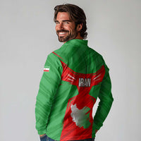 Iran National Pride Long Sleeve Polo Shirt with Bold Lion Crest and Country Silhouette