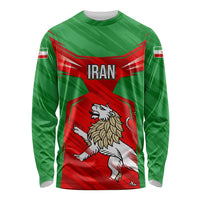 Iran National Pride Long Sleeve Shirt with Bold Lion Crest and Country Silhouette