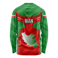 Iran National Pride Long Sleeve Shirt with Bold Lion Crest and Country Silhouette