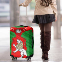 Iran National Pride Luggage Cover with Bold Lion Crest and Country Silhouette