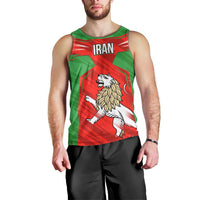 Iran National Pride Men Tank Top with Bold Lion Crest and Country Silhouette