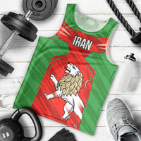 Iran National Pride Men Tank Top with Bold Lion Crest and Country Silhouette
