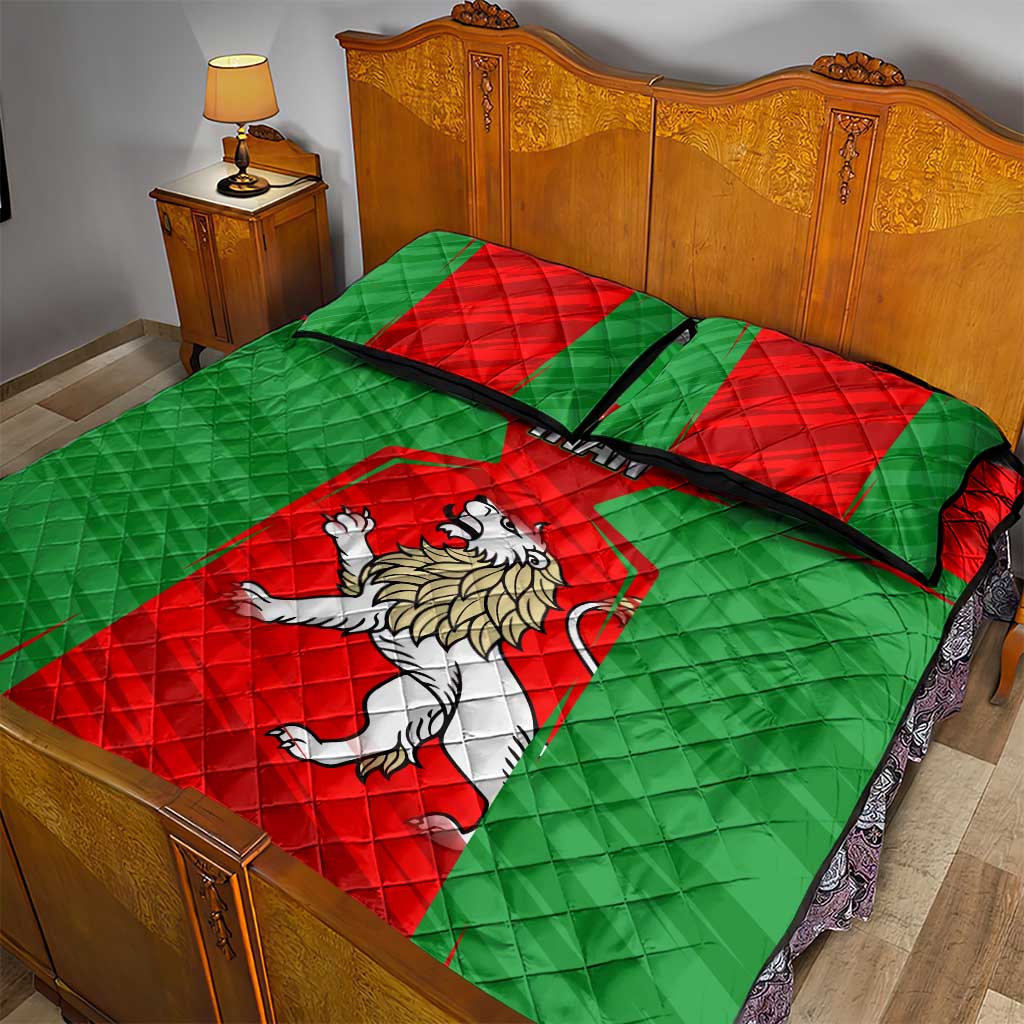 Iran National Pride Quilt Bed Set with Bold Lion Crest and Country Silhouette