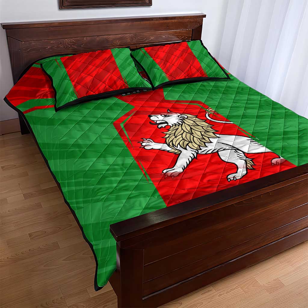 Iran National Pride Quilt Bed Set with Bold Lion Crest and Country Silhouette