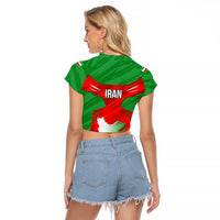 Iran National Pride Raglan Cropped T Shirt with Bold Lion Crest and Country Silhouette