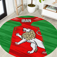 Iran National Pride Round Carpet with Bold Lion Crest and Country Silhouette