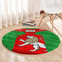 Iran National Pride Round Carpet with Bold Lion Crest and Country Silhouette