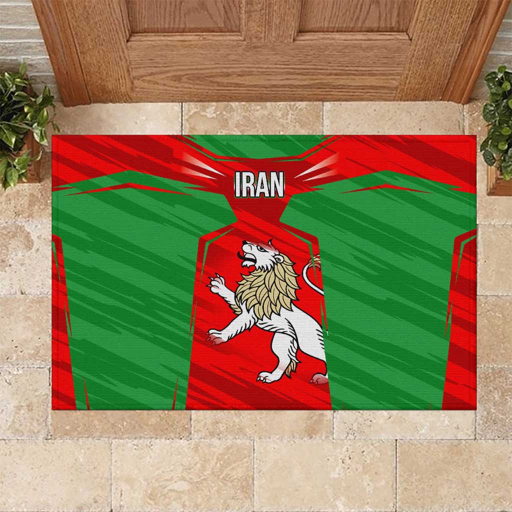Iran National Pride Rubber Doormat with Bold Lion Crest and Country Silhouette