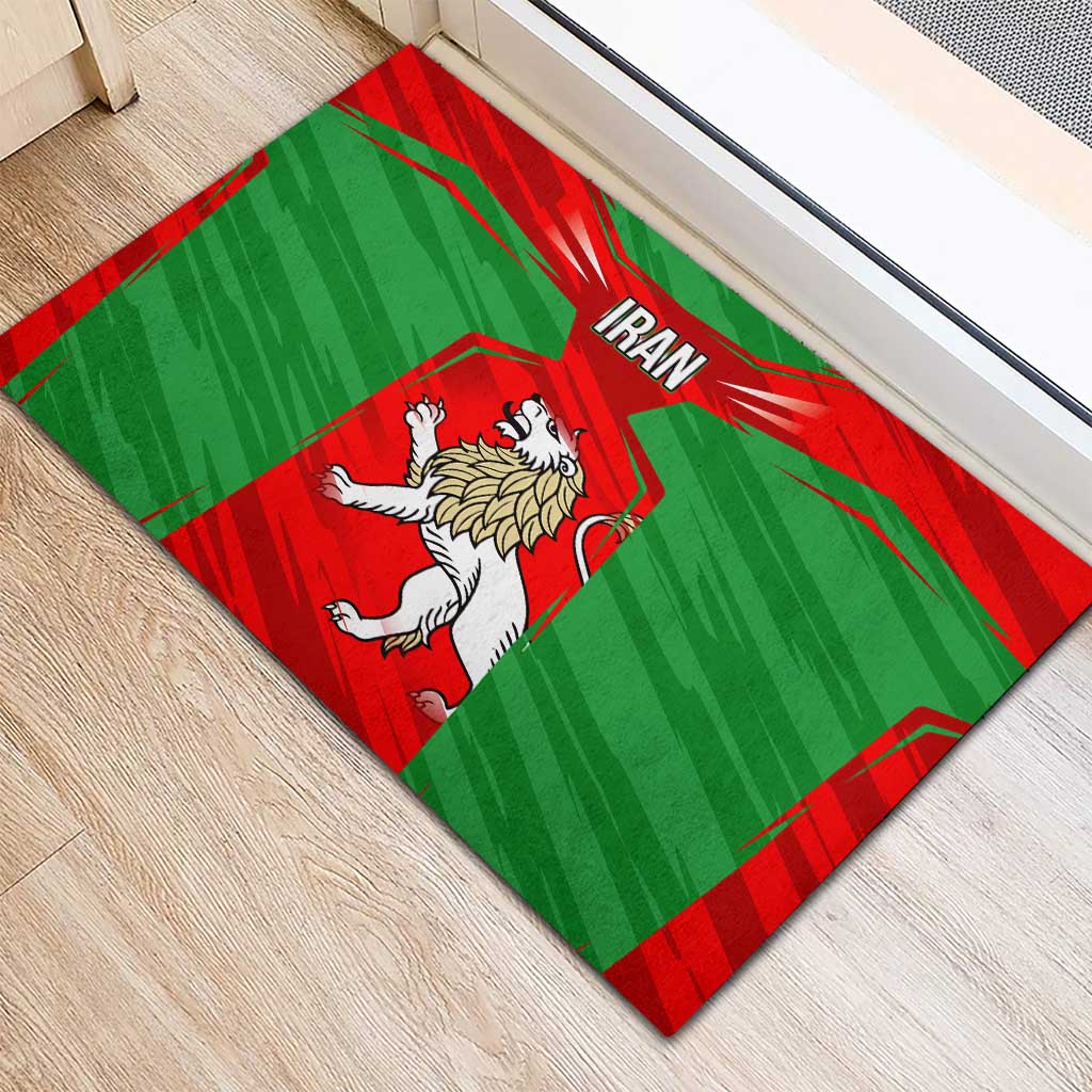 Iran National Pride Rubber Doormat with Bold Lion Crest and Country Silhouette