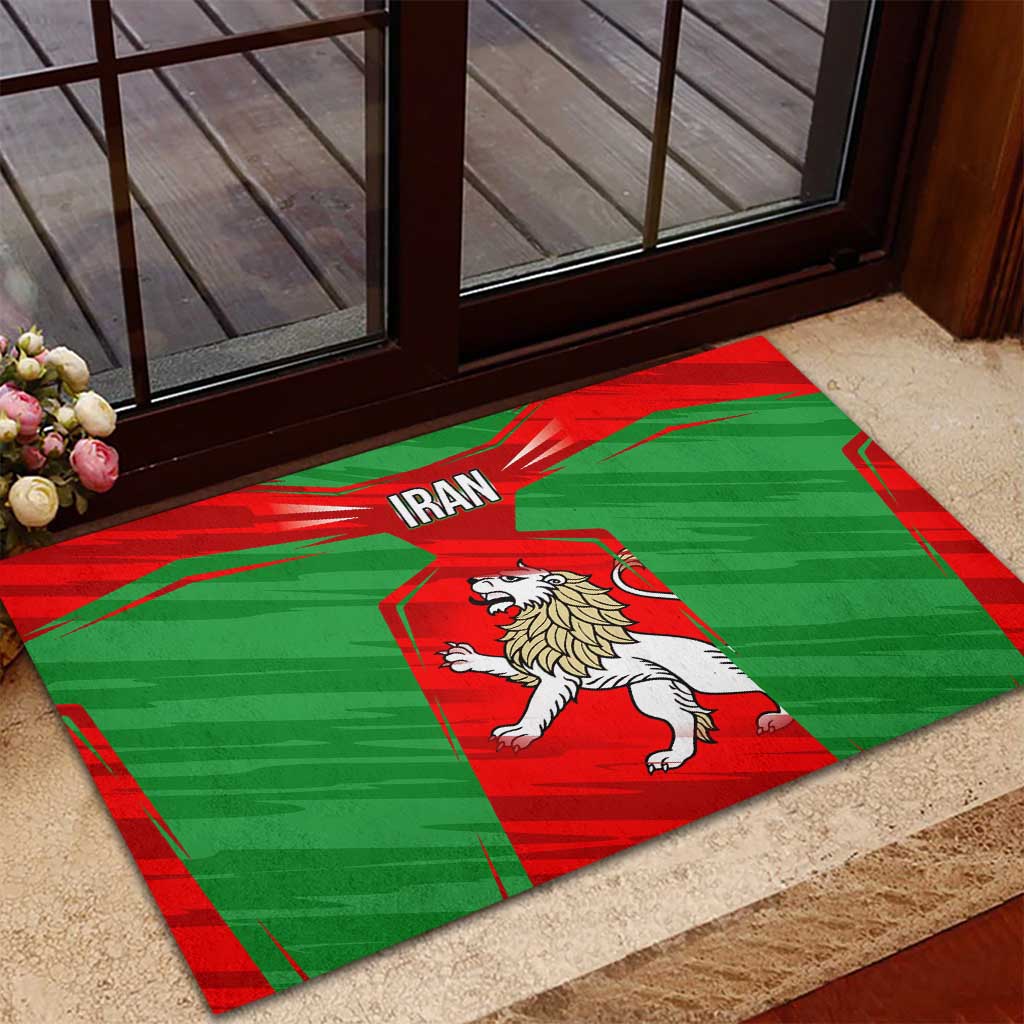 Iran National Pride Rubber Doormat with Bold Lion Crest and Country Silhouette
