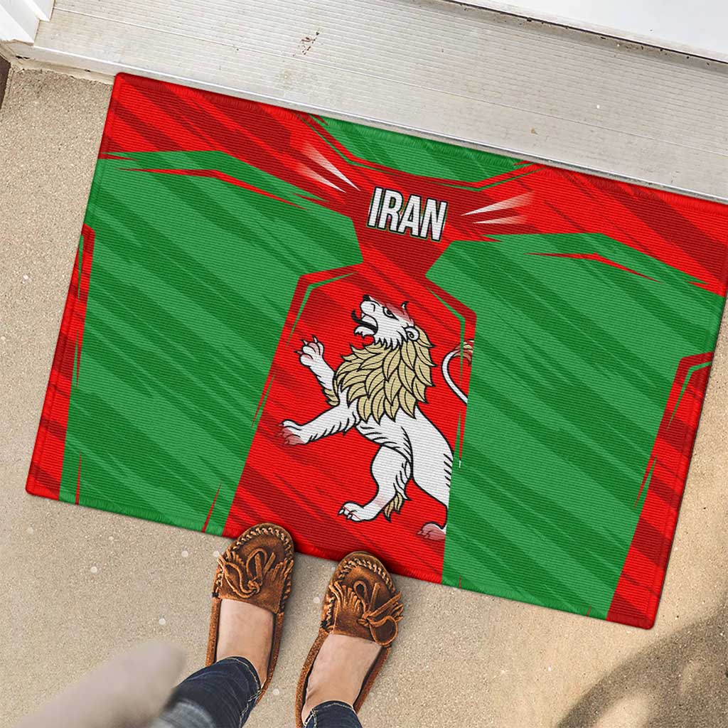 Iran National Pride Rubber Doormat with Bold Lion Crest and Country Silhouette