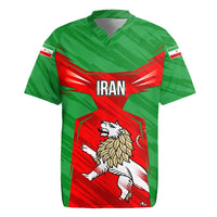 Iran National Pride Rugby Jersey with Bold Lion Crest and Country Silhouette
