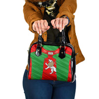Iran National Pride Shoulder Handbag with Bold Lion Crest and Country Silhouette