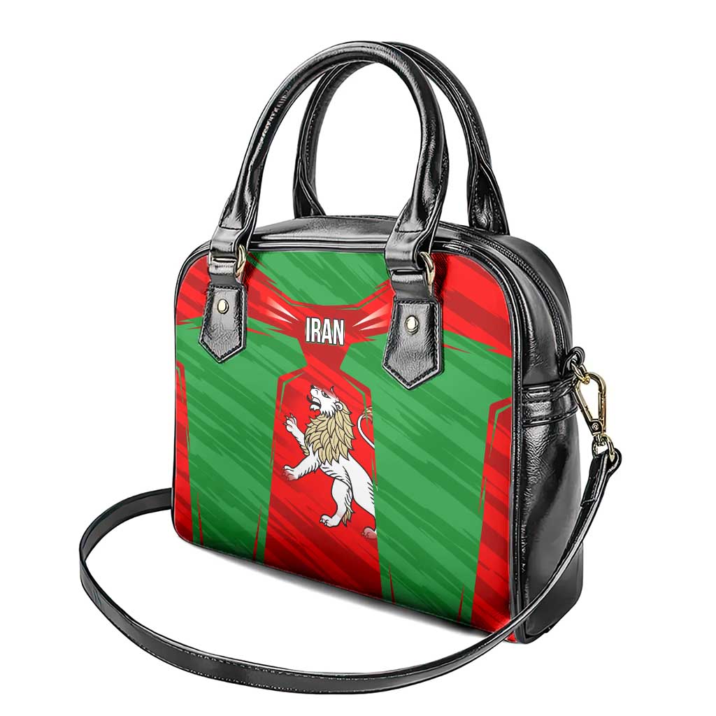 Iran National Pride Shoulder Handbag with Bold Lion Crest and Country Silhouette