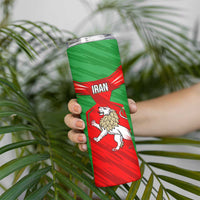 Iran National Pride Skinny Tumbler with Bold Lion Crest and Country Silhouette