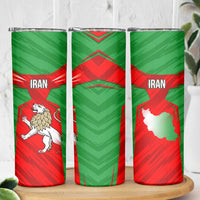 Iran National Pride Skinny Tumbler with Bold Lion Crest and Country Silhouette