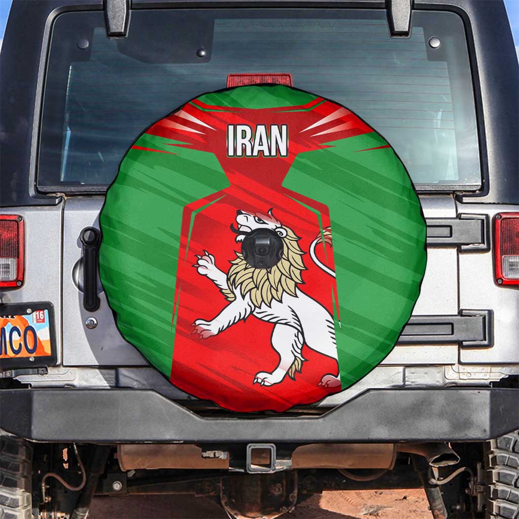 Iran National Pride Spare Tire Cover with Bold Lion Crest and Country Silhouette