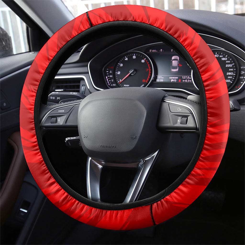 Iran National Pride Steering Wheel Cover with Bold Lion Crest and Country Silhouette