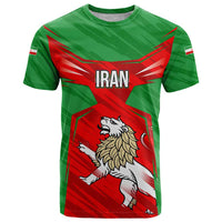 Iran National Pride T Shirt with Bold Lion Crest and Country Silhouette