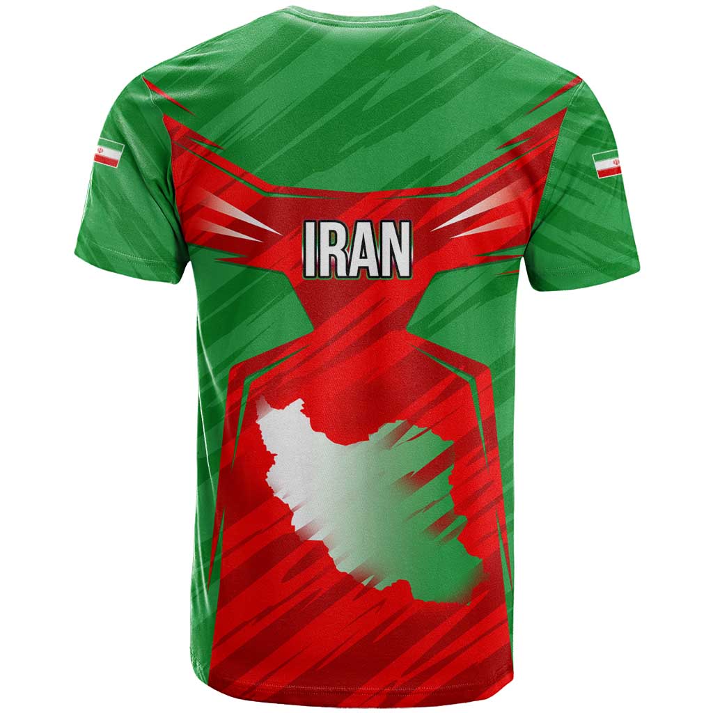 Iran National Pride T Shirt with Bold Lion Crest and Country Silhouette