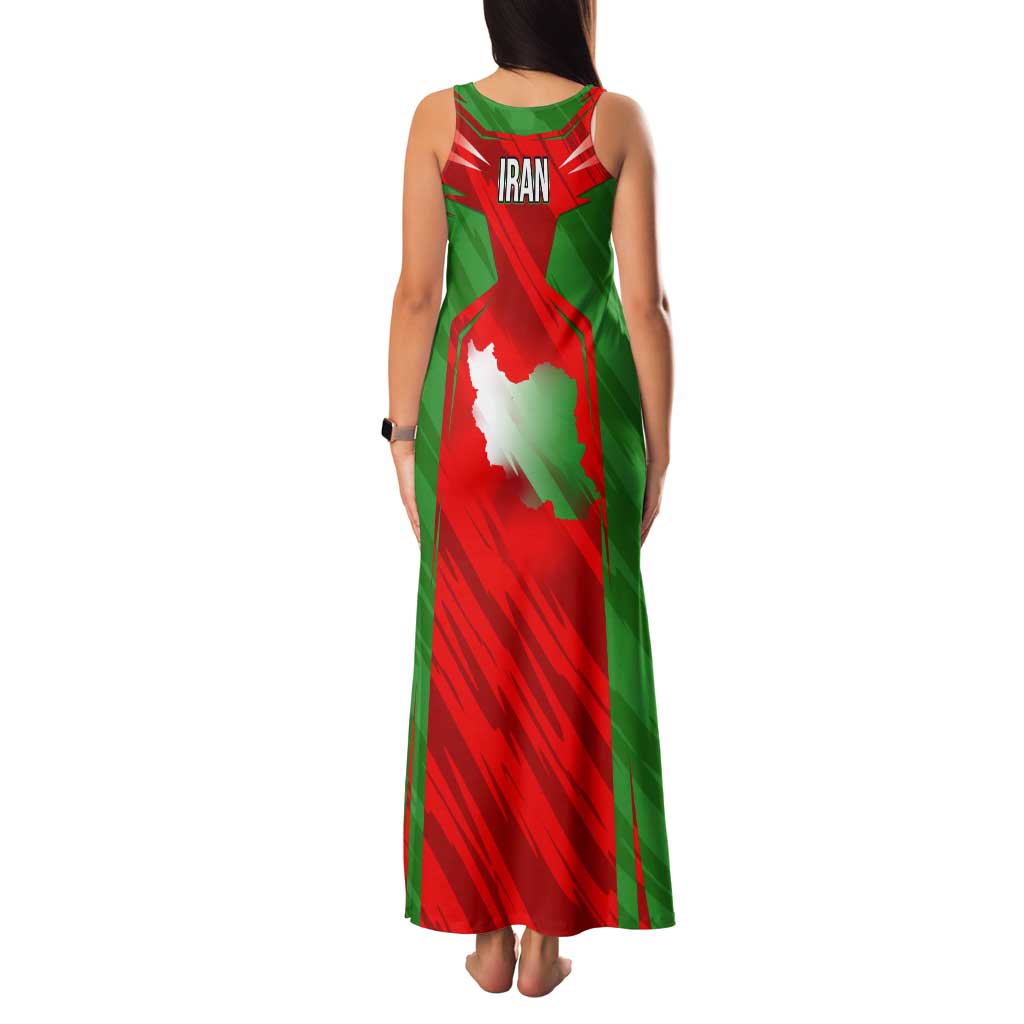 Iran National Pride Tank Maxi Dress with Bold Lion Crest and Country Silhouette