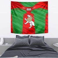 Iran National Pride Tapestry with Bold Lion Crest and Country Silhouette