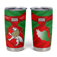 Iran National Pride Tumbler Cup with Bold Lion Crest and Country Silhouette