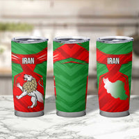Iran National Pride Tumbler Cup with Bold Lion Crest and Country Silhouette