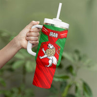 Iran National Pride Tumbler With Handle with Bold Lion Crest and Country Silhouette