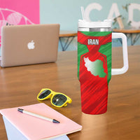 Iran National Pride Tumbler With Handle with Bold Lion Crest and Country Silhouette