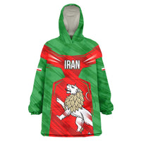 Iran National Pride Wearable Blanket Hoodie with Bold Lion Crest and Country Silhouette