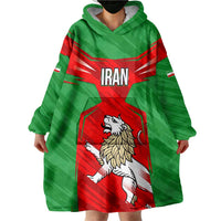 Iran National Pride Wearable Blanket Hoodie with Bold Lion Crest and Country Silhouette