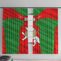 Iran National Pride Window Curtain with Bold Lion Crest and Country Silhouette