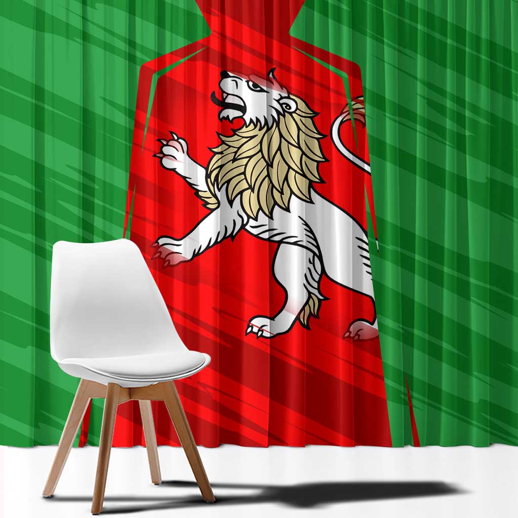 Iran National Pride Window Curtain with Bold Lion Crest and Country Silhouette