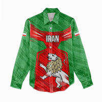 Iran National Pride Women Casual Shirt with Bold Lion Crest and Country Silhouette