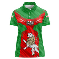 Iran National Pride Women Polo Shirt with Bold Lion Crest and Country Silhouette