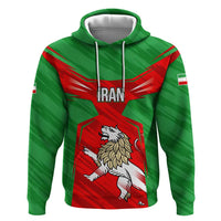 Iran National Pride Zip Hoodie with Bold Lion Crest and Country Silhouette