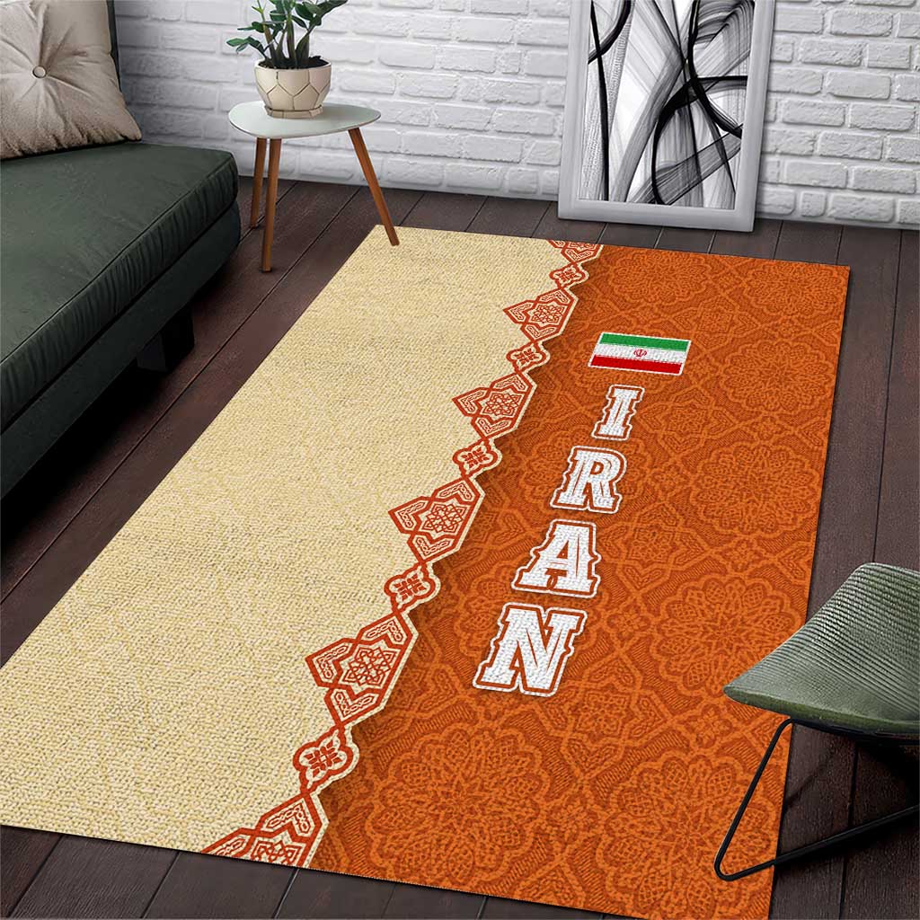 Iran Heritage Area Rug with Traditional Pattern and Royal Emblem Design