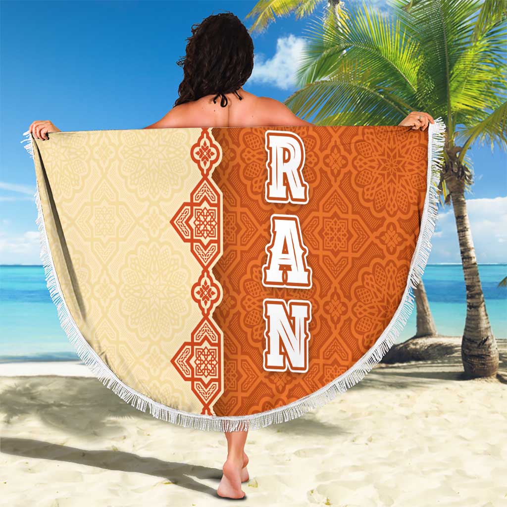 Iran Heritage Beach Blanket with Traditional Pattern and Royal Emblem Design