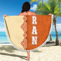 Iran Heritage Beach Blanket with Traditional Pattern and Royal Emblem Design