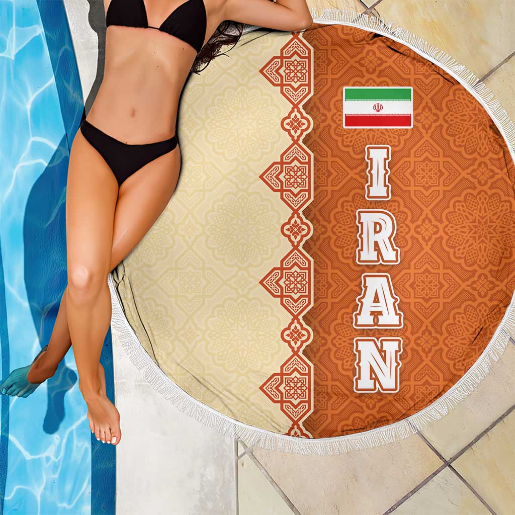 Iran Heritage Beach Blanket with Traditional Pattern and Royal Emblem Design