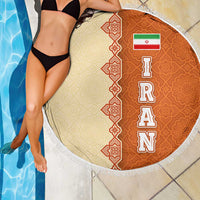 Iran Heritage Beach Blanket with Traditional Pattern and Royal Emblem Design
