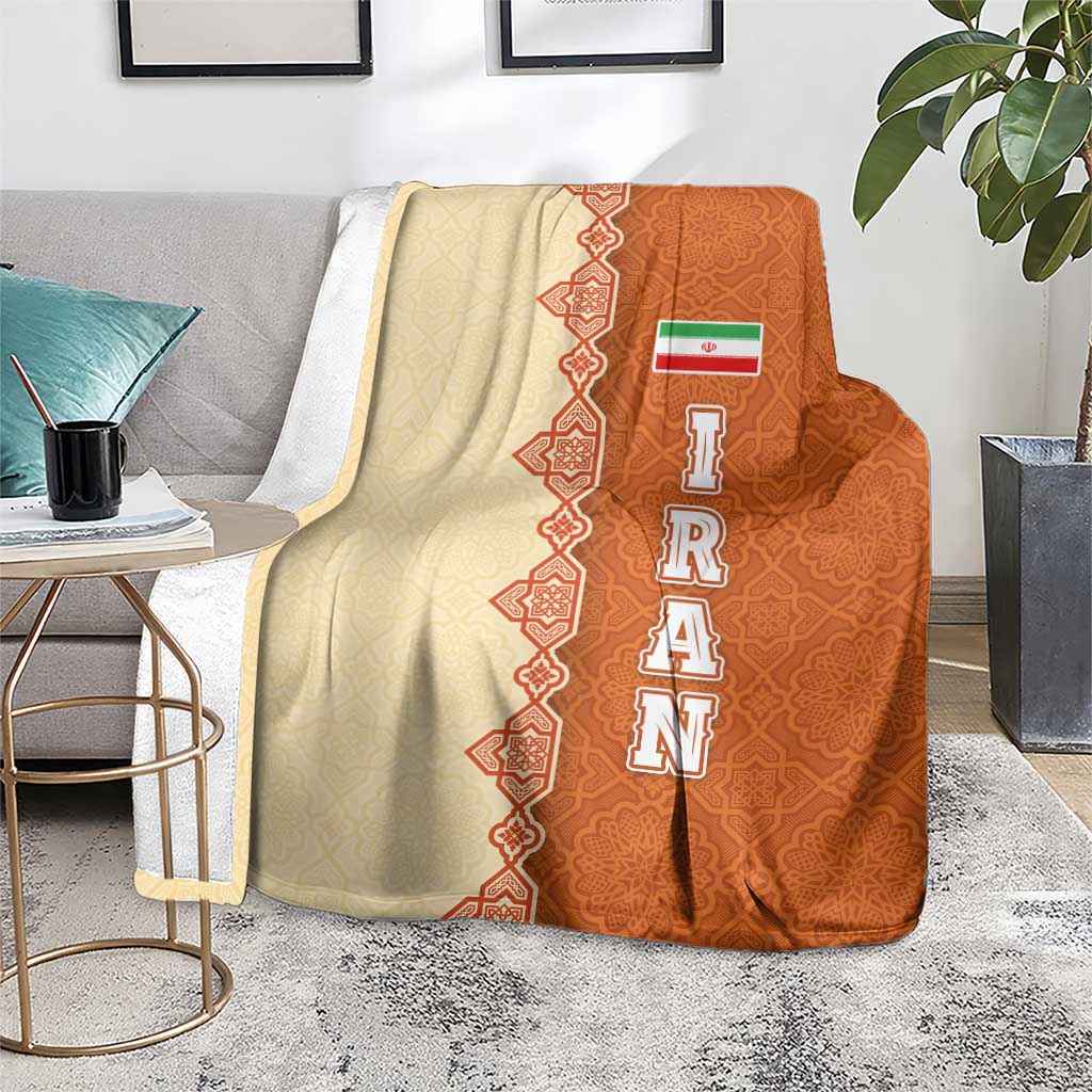 Iran Heritage Blanket with Traditional Pattern and Royal Emblem Design