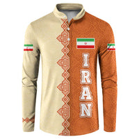Iran Heritage Button Sweatshirt with Traditional Pattern and Royal Emblem Design